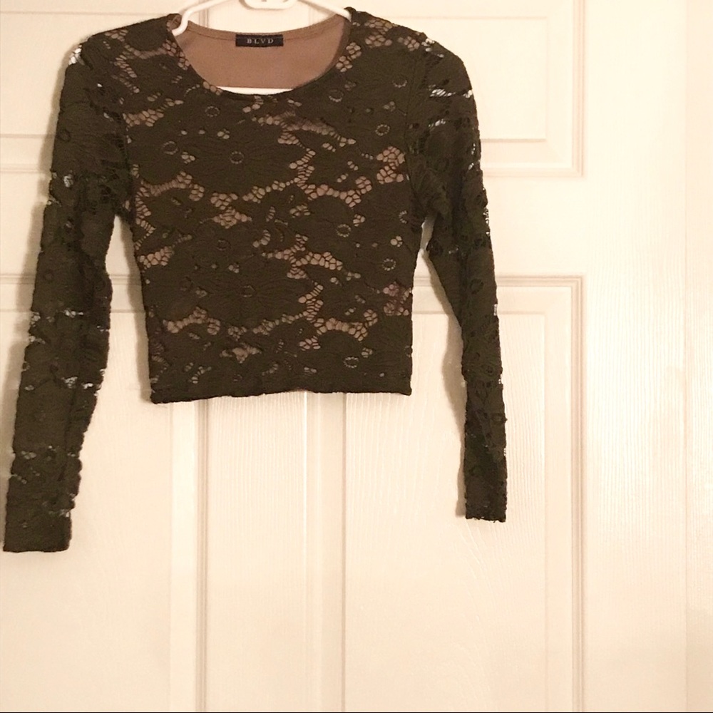 Long sleeve green Lacey top